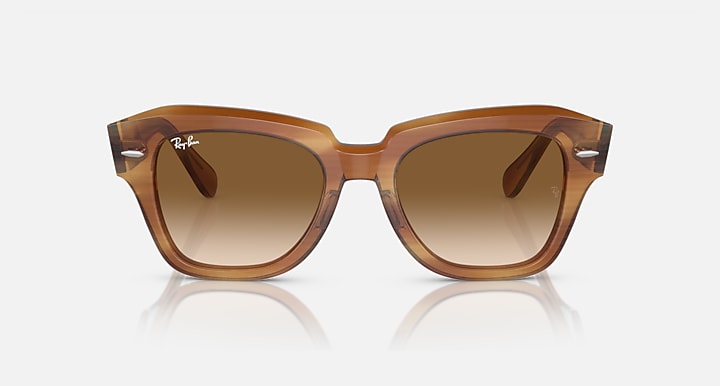 Ray-Ban RB2186 Women State Street Brown Square Sunglasses