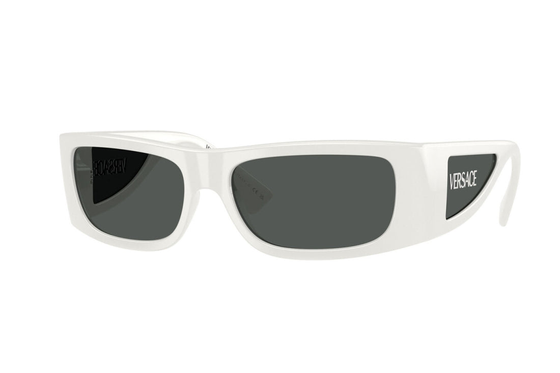 Versace VE4482 Men White Rectangular Wraparound Sunglasses