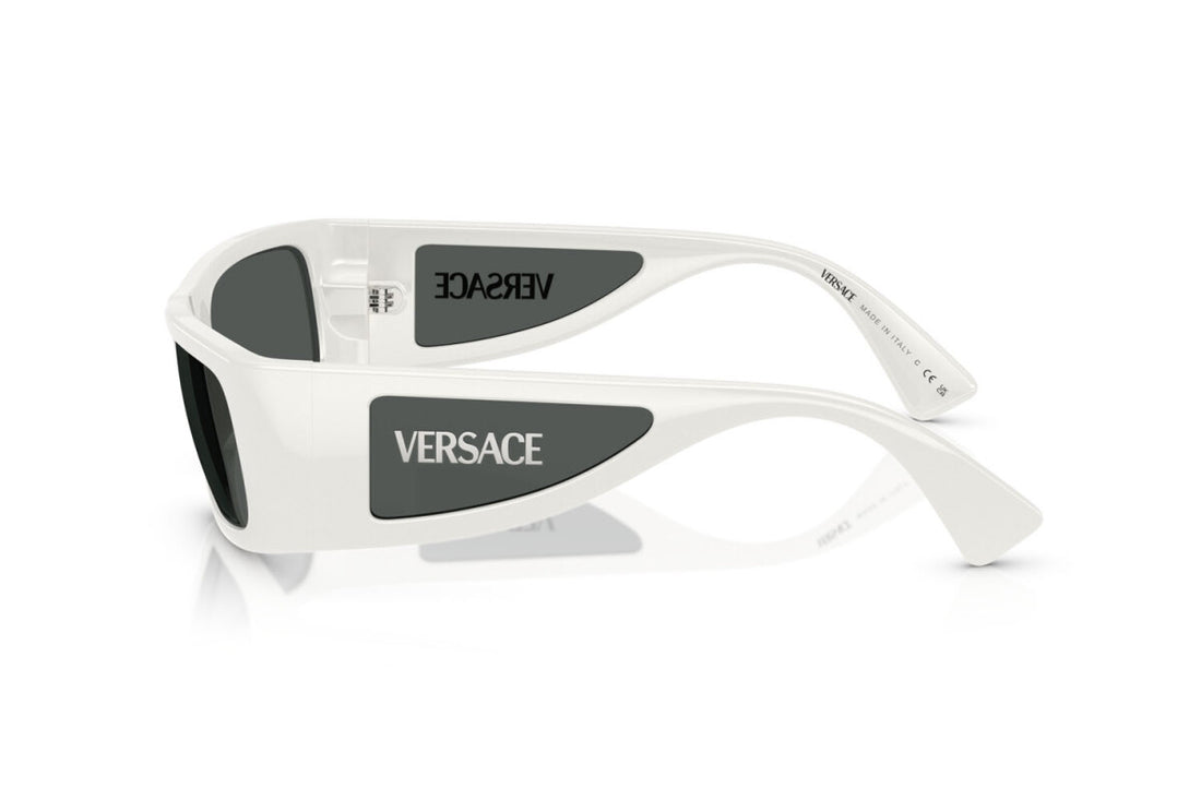 Versace VE4482 Men White Rectangular Wraparound Sunglasses