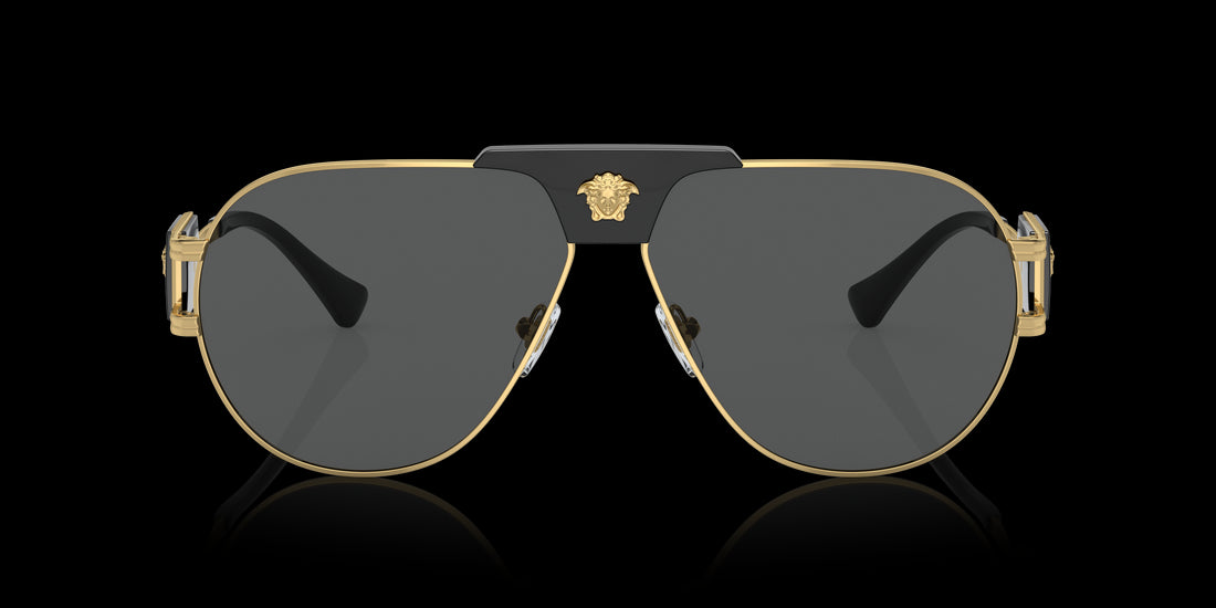 Versace 2252 Unisex Black Aviator Sunglasses