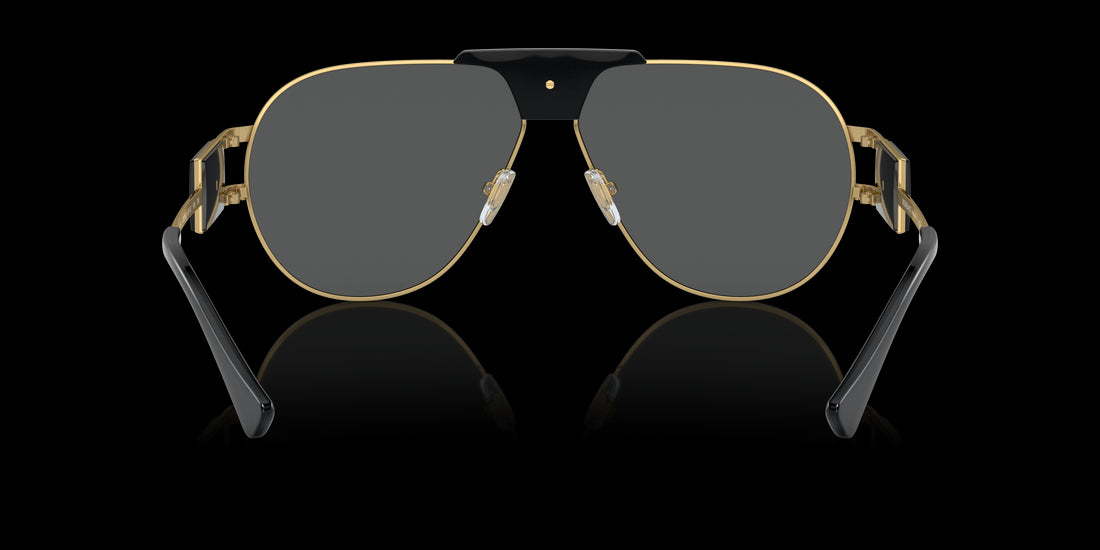 Versace 2252 Unisex Black Aviator Sunglasses