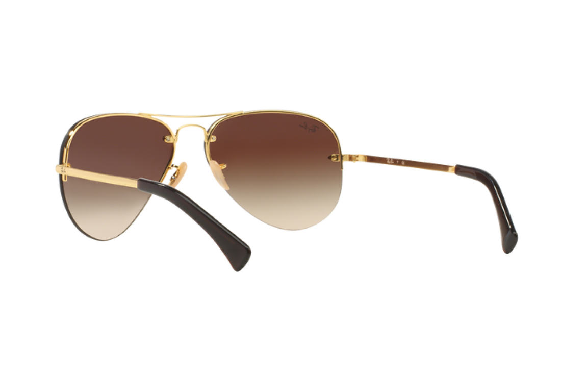 Ray-Ban 3449 Unisex Brown and Gold Aviator Sunglasses