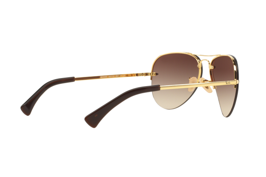 Ray-Ban 3449 Unisex Brown and Gold Aviator Sunglasses