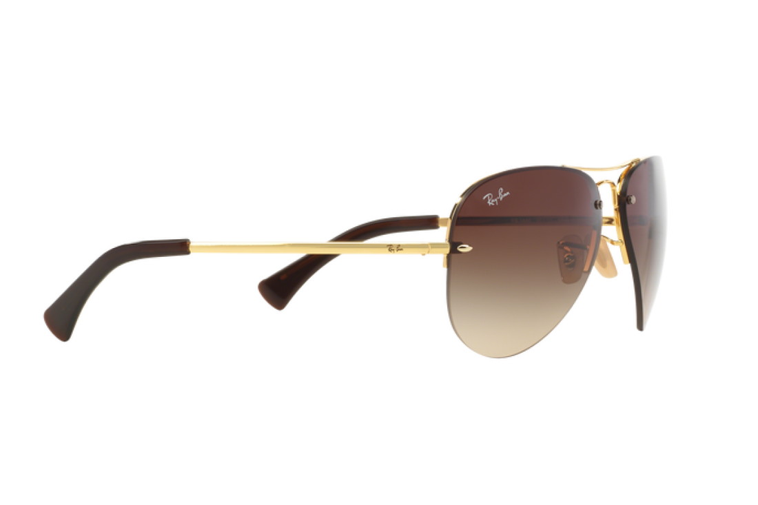 Ray-Ban 3449 Unisex Brown and Gold Aviator Sunglasses