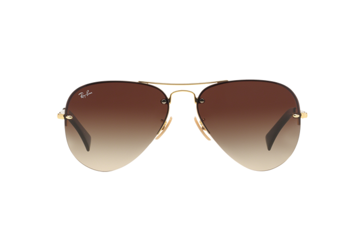 Ray-Ban 3449 Unisex Brown and Gold Aviator Sunglasses