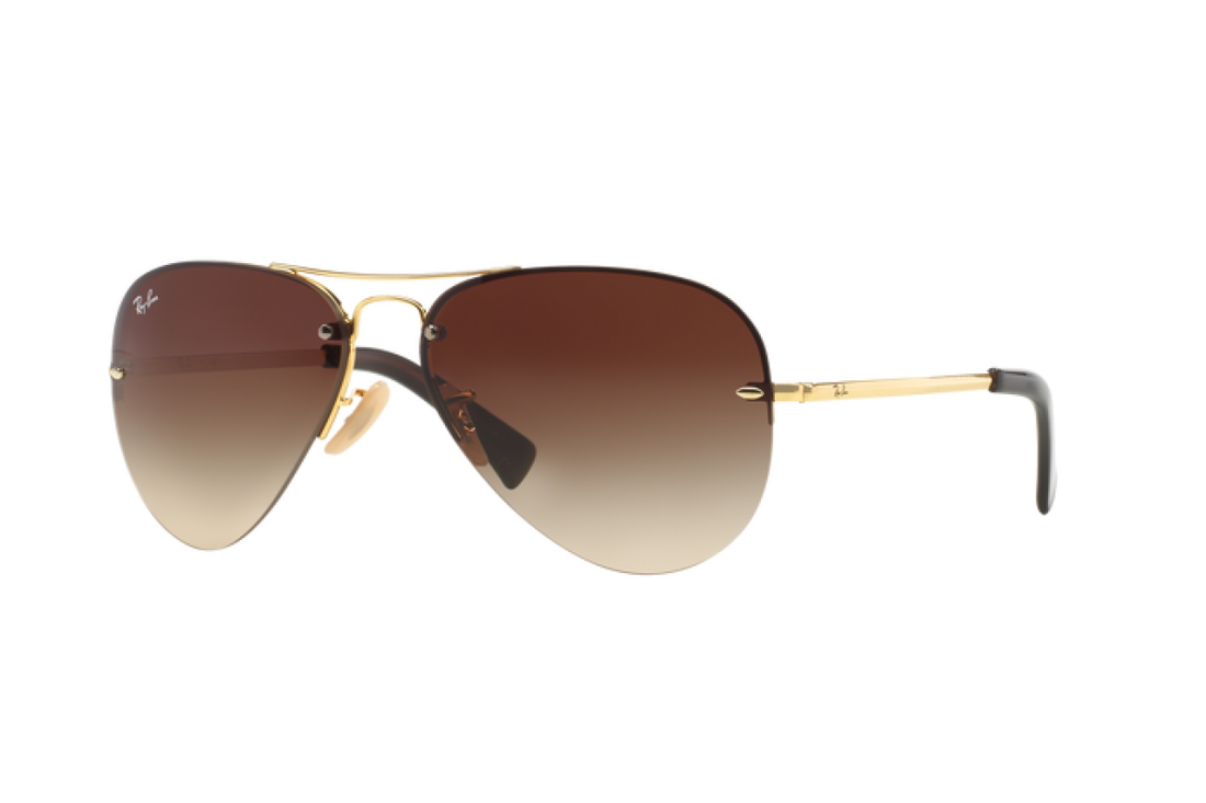 Ray-Ban 3449 Unisex Brown and Gold Aviator Sunglasses