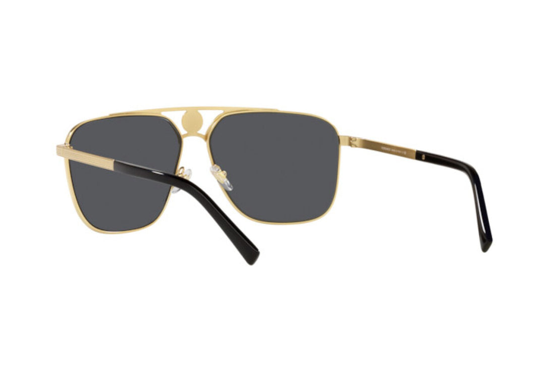 Versace 2238 Unisex Gold and Black Aviator Sunglasses