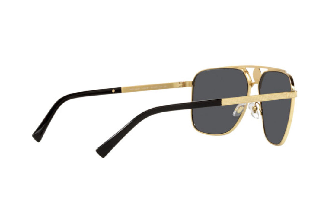 Versace 2238 Unisex Gold and Black Aviator Sunglasses