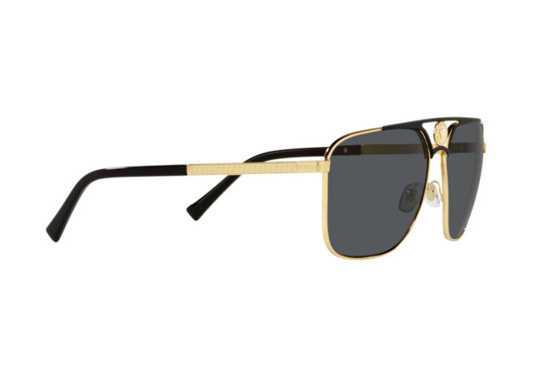 Versace 2238 Unisex Gold and Black Aviator Sunglasses