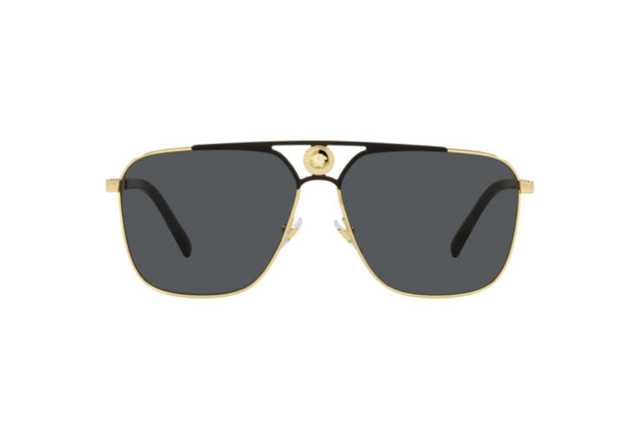 Versace 2238 Unisex Gold and Black Aviator Sunglasses